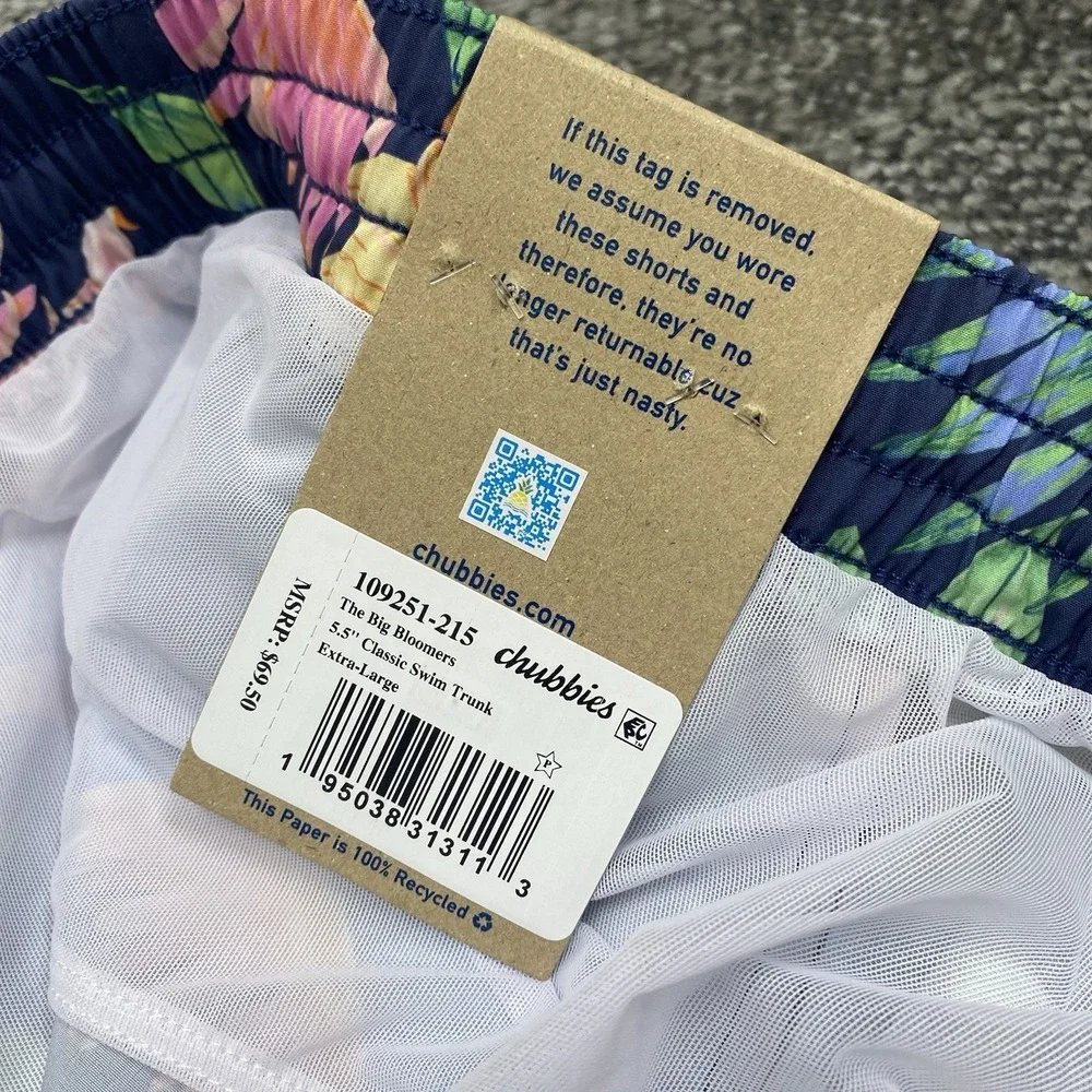 Chubbies Swim Trunks XL Big Bloomers Classic Board Shorts 5.5" Mesh Line Floral - Picture 3 of 6